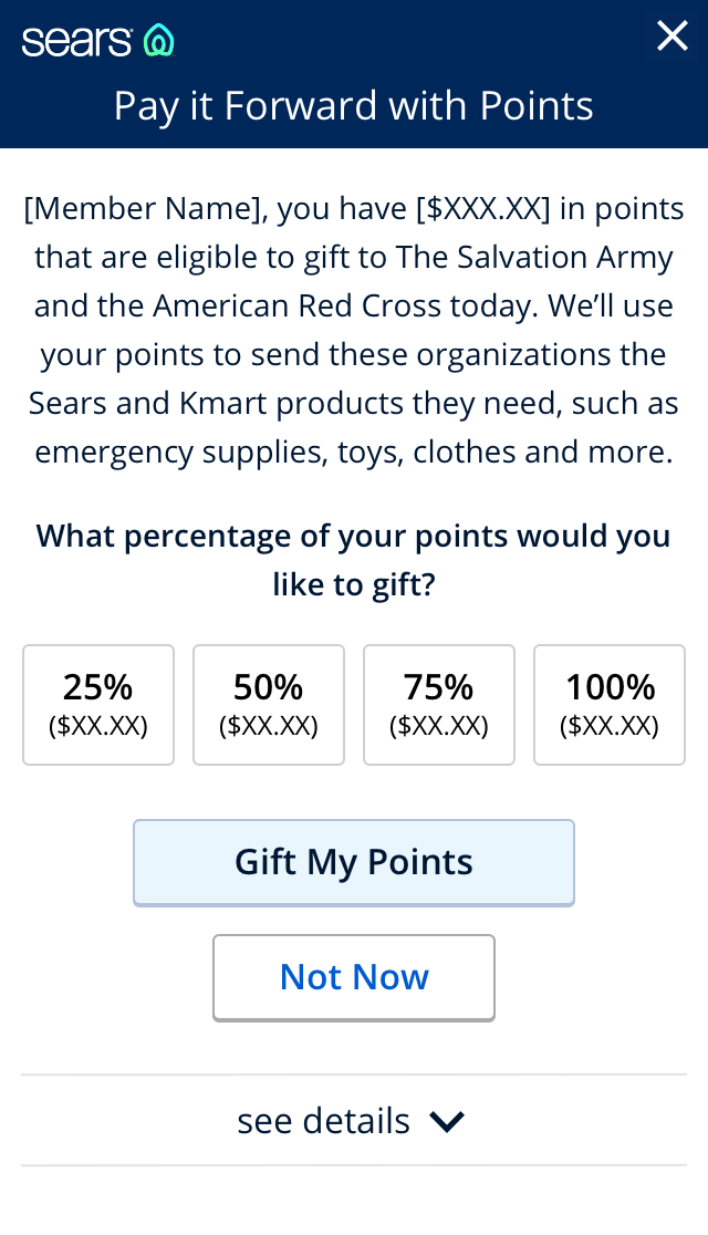 The Citi Points module on mobile